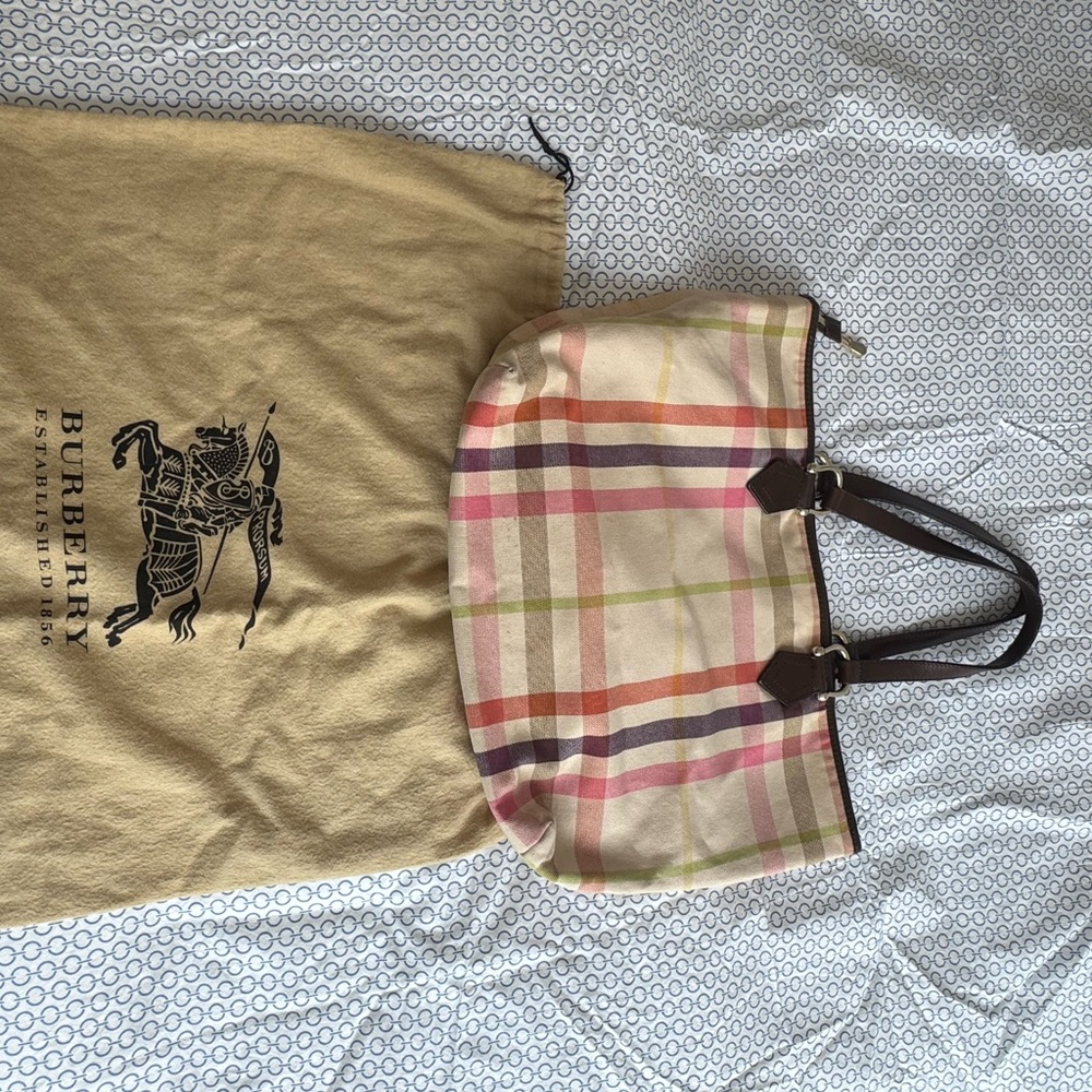 Burberry Pastel Checkered Tote Bag